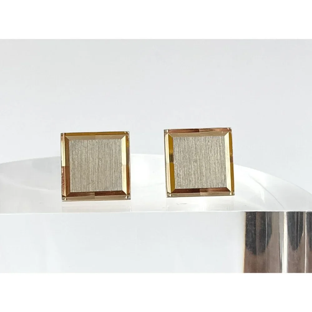 Rectangular Art Deco Inspired Textured 80's Retro Gold Toned Vintage Cuff Links